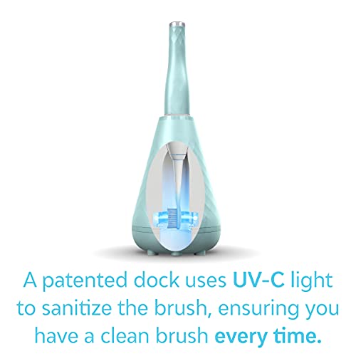 TAO Clean Umma Diamond Sonic Toothbrush and Cleaning Station, Electric Toothbrush with Patented Docking Technology, Ergonomic Handle, Dual Speed Settings, Light Blue