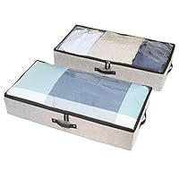 storageLAB Underbed Storage Containers - 2-Pack, 33x17x6in - Woven fabric with Plastic Structure (Grey)