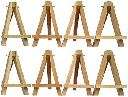 HENG SONG Mini Wood Art Easel Boards Carft Artwork Display Table Settings Set (pack of 10)
