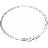 Allezo 925 Sterling Silver Herringbone Bracelet for Women 3mm – Flat Snake Chain
