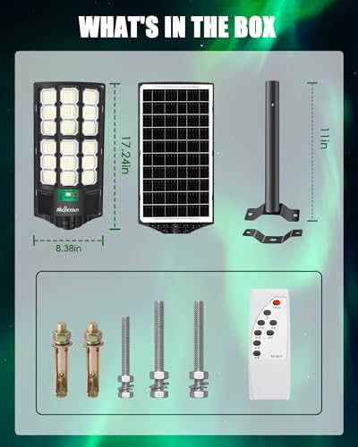 Solar Light Outdoor 24000LM -6500K motion sensor light, IP66 Waterproof Outdoor Flood Lights with Motion Sensor & Dusk to Dawn, led solar lights Easy Installation