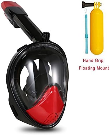 Snorkel Mask, YEHOLDING 180° View Scuba Diving Full Face Free Breath Design Breath Ventilation Concept Anti-Leak Anti-Fog Swimming Mask For Gopro Hero 5/4/3+/3/2/1 SJ4000 SJ5000,Xiaomi Yi Sports Action Camera (Black+Red, L/XL)
