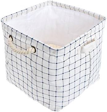 Expo Essential Collapsible Storage Baskets with Drawstring Closure Linen Bin Foldable Toy Organizer, Bathroom Storage with Rope and Fabric Handles