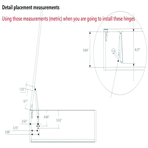 Douper 200N/44lb Heavy Duty Gas Springs Lid Support Hinge with Soft