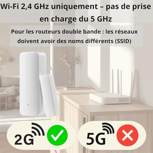 Sone Smart One 2.4GHz WiFi Door Opener Detector - Tuya/Smart Life Door and Window Sensor, Compatible with Alexa and Google Home Via App, Alarm, No Hub - 2 AAA Batteries Not Included