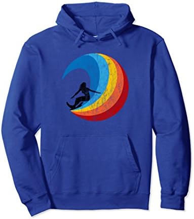 Unisex Surfer Girl Vintage Style Wave Pullover Hoodie Medium Royal Blue