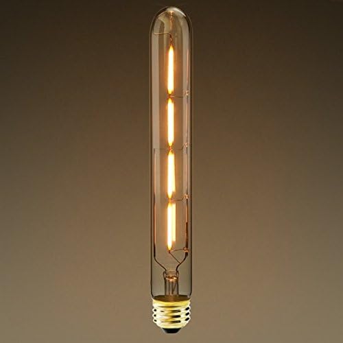 LytheLED™ (6-Pack) LED T10 Tubular Filament Bulb, 4W (40W Replacement) 2200K Ultra Warm, Amber (Tinted) Glass, 440 Lumens, (E26) Medium Base, Dimmable, UL-Listed