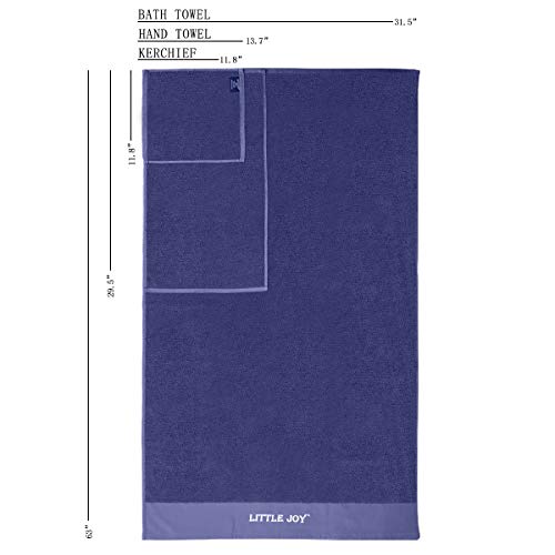 LITTLE JOY Bath Towels Set Extra Large 100% Cotton Shower Towels Highly Absorbent Super Soft Bathroom Towels Sets (Blue, Set of 6)