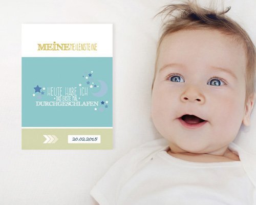 Meilenstein Babykarte aus hochwertigem 490gr/m2 Chromokarton - 24 Karten