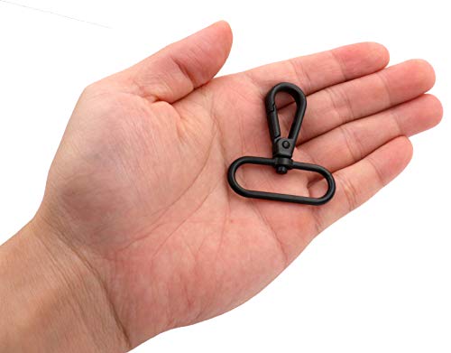 BIKICOCO 1-1/2\'\' Swivel Trigger Bolt Snap Hook Lobster Claw Clasp Spring Loaded Clip, Oval-Ring Ended, Black - Pack of 6