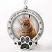 FASHIONCRAFT Pet Memorial Ornament Departed Paw Prints You Left Paw Prints On Our Hearts Round Metal Photo Frame Velvet Easel Back & Gift Box Table Top Remembrance Pewter Finish Dog, Cat - Pack of 1