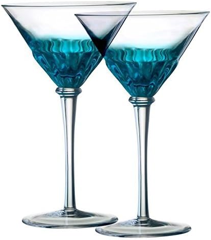 Danesco Mouth Blown Color Infused 8.5 ounce Martini Glasses - Blue - Set of 2