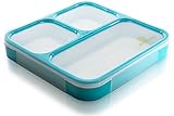 Bento Lunch Box by Lifemark Labs - Stylish Leakproof Lunch Kit with 3 Compartments - For Kids & Adults - Easy Portion Control - Container is Dishwasher & Microwave Friendly