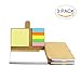 BcPowr Pack of 3 Multi-function Sticky Notes Flag Set Kraft Paper Notebook With Index Tabs Page Flags Neon Color Notepad With Pen in Holder and Sticky Notes, Page Marker Colored Index Tabs Flags