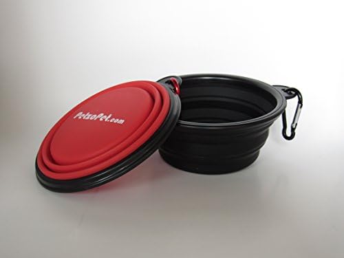 Collapsible Dog Bowl / Cat Bowl, Set of 2 (Black &amp; Red), BPA Free Foldable/Expandable Food Safe Camping Travel Bowl FREE Carabiner for Dogs Cats &amp; Puppy Dishwasher Safe, Pet Water Bowl, Pet Feeder