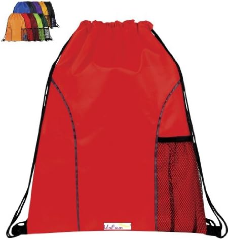 Urfunbag Dual Pocket Drawstring Nylon Backpack (Red)