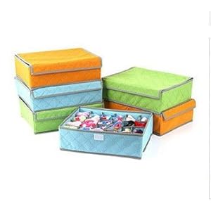 PAffy Fabric Foldable Storage Box with Cover (Orange, 61x13x5cm) – Set of 3