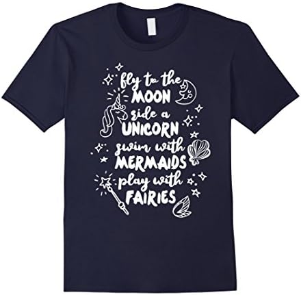 Mens Mermaid Shirt - Ride a Unicorn, Swim with Mermaids, Play wit Large Navy