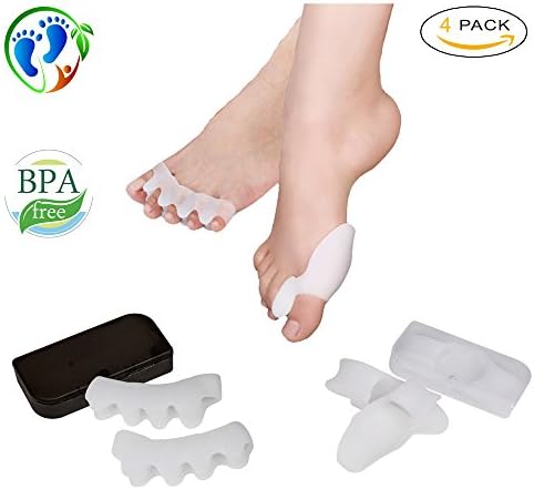 Bunion Protector Corrector, Gel Toe Separator &amp; Straightener, Set of 4 Stretchy Silicone Cushion for Foot Pain Relief, Fight Bunions, Plantar Fasciitis - Wear with Shoes for Women by Aixixi