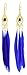 Royal Blue Long Three Feather Earrings, Feather Dangle Earrings