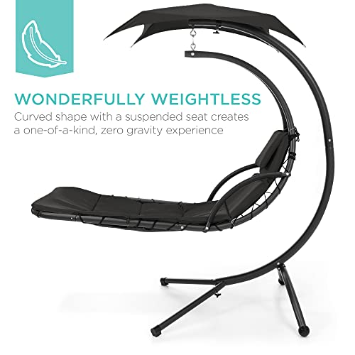 Best Choice Products Outdoor Hanging Curved Steel Chaise Lounge Chair