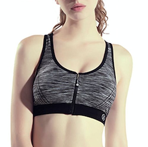 Women s zip front sports bra wireless high impact activ…