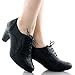 REFRESH Women Leatherette Lace Up Oxford Chunky Heel Bootie (7.5, Black)