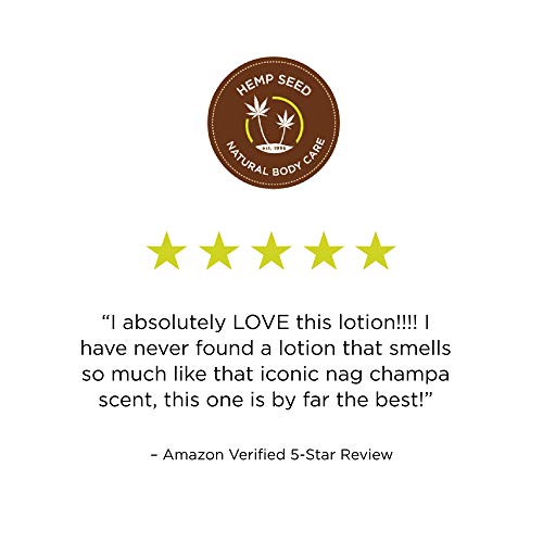 Hemp Seed Hand & Body Lotion, Nag Champa Scent 7 Fl Oz Soothe Dry Skin Argan Oil, Hemp