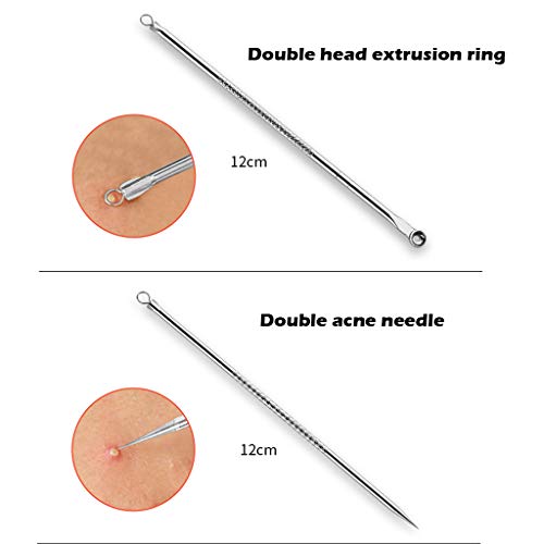 Pstars 10 in 1 Unisex Eyebrow Kit Eyebrow Scissors Shaping Knife Clip Double Head Extrusion Ring Acne Needle Spoon Curler Comb Eyebrow Card Stainless Steel Utility Tools