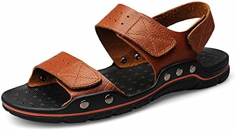 MUMUWU Men's Sandals Casual Genuine Cowhide Outdoor Anti-skid Breathable Fat Man Large size Beach Slippers Outdoor Shoes