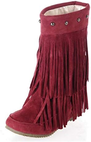 CHENSF Women's Winter Suede Boots Snow Boots with Tassel