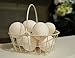Mini White wire metal oval basket with drop handle, 5.5