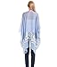 Embroidered Kimono Cardigan Beach Coverup – Blue Women Stylish Casual Outfit Sheer Ruana Wraps