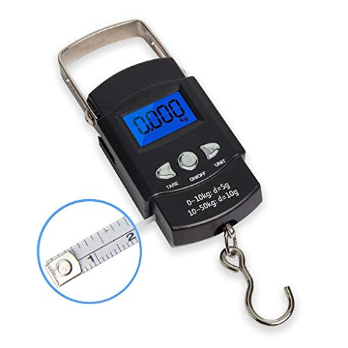 Uplord Hanging Electronic Travel Scale for Luggage with Digital LCD Screen,Electronic Balance Digital Fishing Postal Hanging Hook Scale with 100cm Measuring Tape