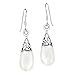 Filigree Swirl Teardrop Mother of Pearl Inlay .925 Sterling Silver Fish Hook Dangle Earrings