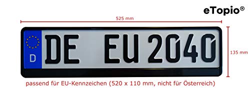 eTopio®, kentekenplaathouders, 2 stuks, incl. 4 schroeven, nummerplaathouder voor EU kentekenplaat, 520 mm x 110 mm… - Afbeelding 4