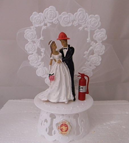 Wedding Party Reception Fireman Maltese Charm Cake Topper