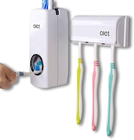 Kunbao Toothpaste Dispenser Set Automatic Toothpaste Squeezer for Family Washroom Bathroom with 5 Toothbrush Holders,NO Power Required