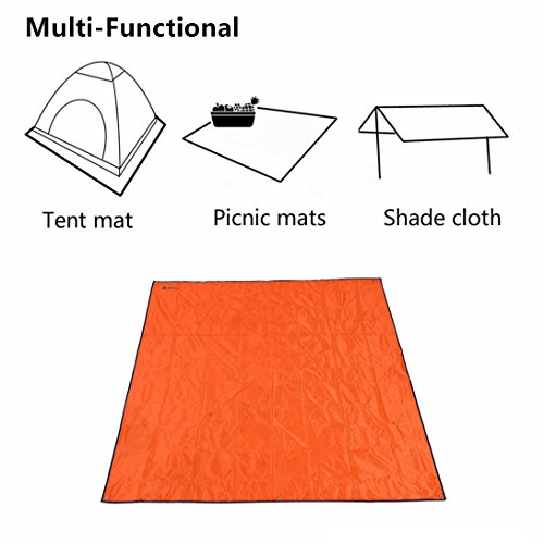 Winis 85"x85" Waterproof Tarps Picnic Blanket Mat Camping Moisture Barrier Outdoor Mutifunctional Tent Tarp Footprint Ground Sheet Mat with Drawstring Carrying Bag(Orange) - Thumbnail 4