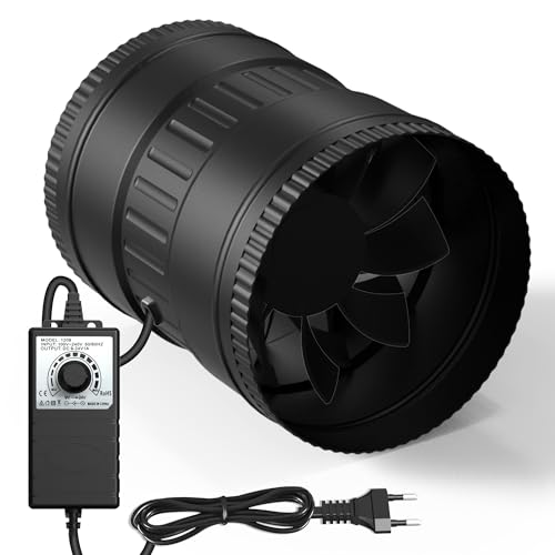 Brogachy Duct Fan 150mm with Speed Controller, 587m3/h Pipe Fan, EC Motor Extractor Fan for Grow Tent, Greenhouse, Basement, Garage, Bathroom, Kitchen, Attic and 3D Printer.