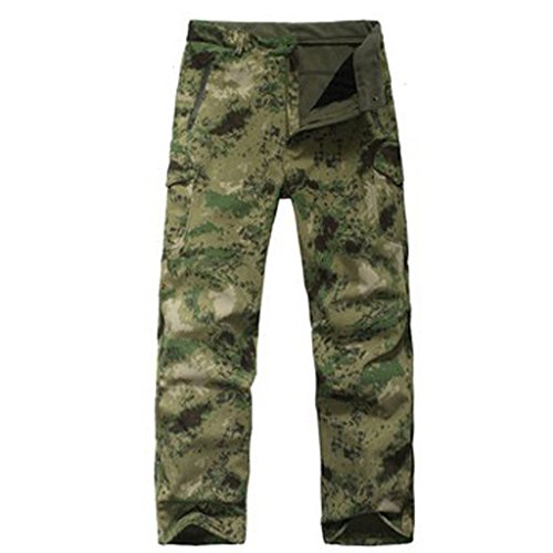 Eglemall Men's Military Tactical Hunting Pants Fleece Softshell Trousers Ruins Green XXL - Thumbnail 2
