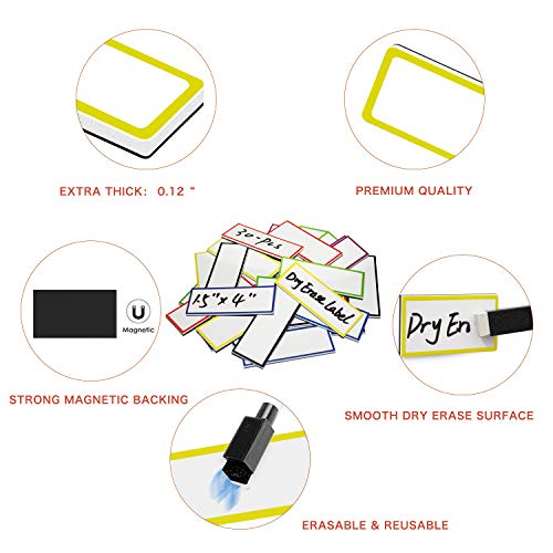 ZHIDIAN Large Dry Erase Labels 1.5" x 4", 30Pcs Writable Dry