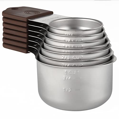 Magnetic Measuring Cups Set of 7 Stainless Steel Stackable Measuring Cups for Dry & Liquid Ingredients