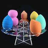 Gotd 8 Hole Oval Puff Holder Drying Rack Organizer Cosmetic Shelf Tool (Clear)