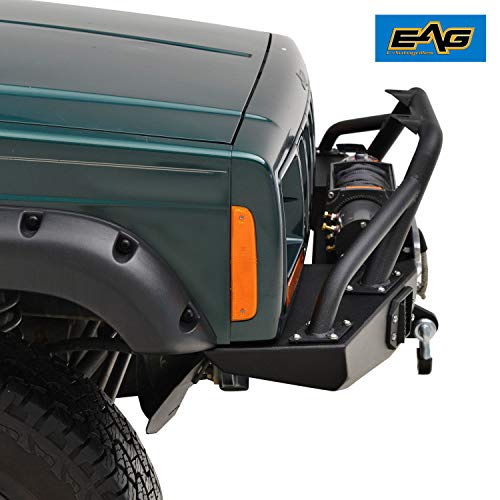 EAG Steel Front Bumper with LED Lights and Winch Plate Fit for 8401 Cherokee MJ
