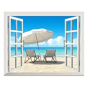 Christmas Santa Wall Mural (24"x32", Chairs on The White Beach)