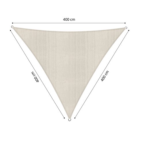 Lumaland Sonnensegel Dreieck | 4 x 4 x 4 Meter Wetterbeständiger Sonnenschutz inkl. Befestigungsseile | Terrasse, Garten… – Bild 4