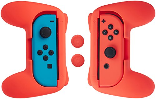 AmazonBasics Grip Kit for Nintendo Switch Joy-Con Controllers - Red