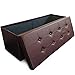 casa pura Large Folding Ottoman with Storage | Luxury Upholstered Storage Bench for Bedroom & Living Room | Faux Leather - Brown | Multiple Sizes and Colors - 42 x 15 x 15\