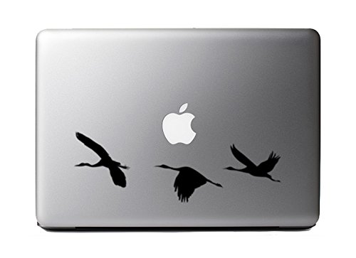 Asian Inspired Art #5 - Three Cranes Flying Majestically- Black Vinyl Decal for Macbooks and Cars